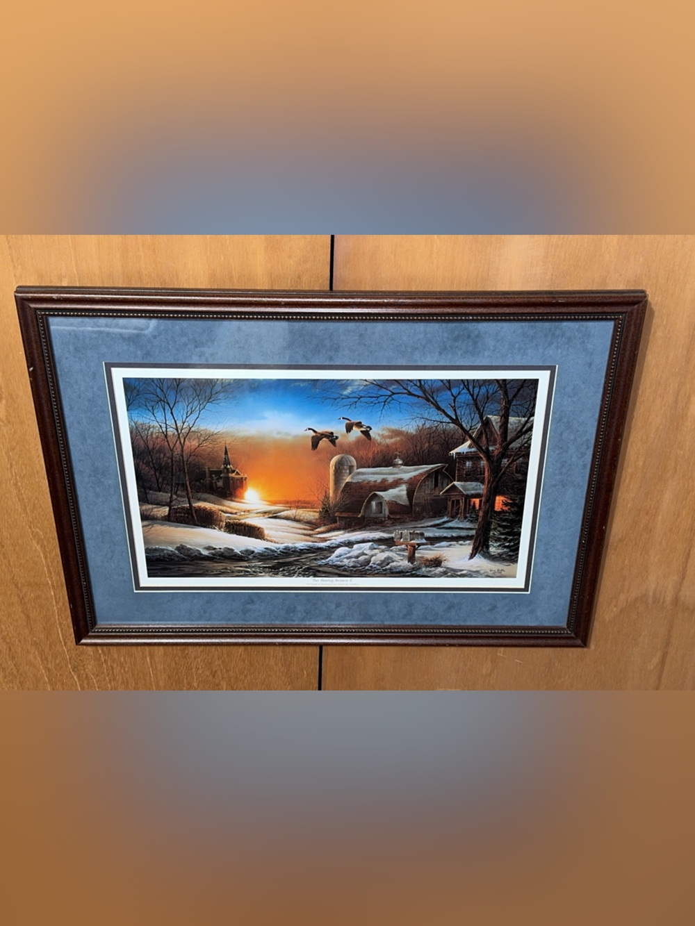 Terry Redlin “The Sharing Season II” 1986 Matted Framed Art Picture Snow Ducks